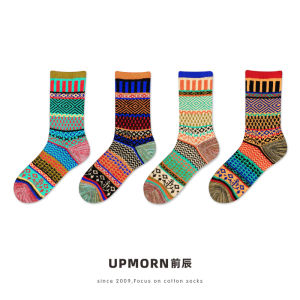 UPMORN | Color Thick Warm Retro Ethnic Style Long Socks
