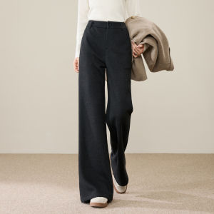 ESE·Y | Winter Fleece-Lined Wool Blend High-Waisted Draped Slimming Flare Pants