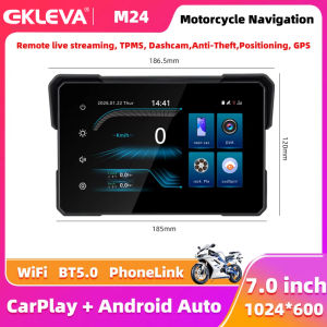 EKLEVA 4G 7" Wireless Motorcycle CarPlay Moto Android Auto Motorcycle Navigation Digital Dashboard With Remote Live Streaming TPMS Camera