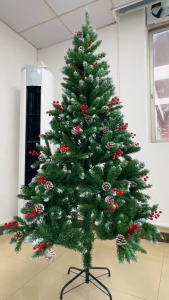 Snow Flocked Christmas Tree 3FT/4FT/5FT Red Berries Pinecones Artificial Christmas Tree for Home