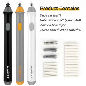 Tenwin Adjustable Electric Rubber Eraser With Battery Power Rubber Refills For Drawing Sketch Erasing School Stationery Supplies