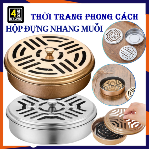 Khay Đựng Nhang Muỗi Có Nắp Đậy Chống Bỏng An Toàn - Hộp Để Nhang Muỗi Bằng Thép Không Gỉ Tiện Lợi - Hộp Đốt Nhang Muỗi Chống Cháy Chuyên Dụng