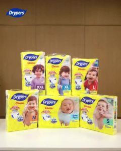 Drypers Classic Baby Diapers NB78/ S70/ M54/ L50/ XL44/ XXL40 (1 Pack)