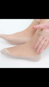 Women Soft Socks Casual Non-Slip Bottom Splice Transparent Ladies Thin Silk Korean Ankle Socks Drop (1pair)