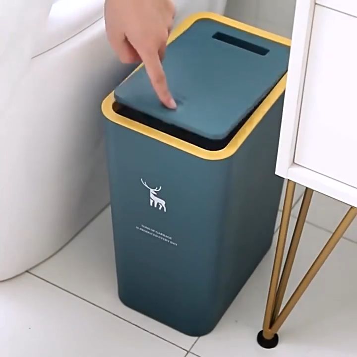 Muzy Tong Sampah Tempah Sampah Tertutup Desain Minimalis Rubbish Bin Tempat Sampah Dapur 4439