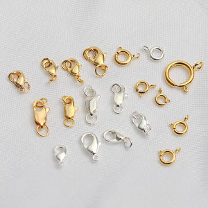 Silver Plated Spring Clip Fish Tail Lobster Clasp Necklace Tail Chain Handmade DIY Jewelry Accessories 18K Gold Plated
