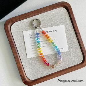 Misia Short Gradient Rainbow Mobile Phone Pendant Handmade Crystal New Years Fashionable Wristband Keychain Earphone Camera Buckle Rope
