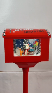 D&D LYX23 Christmas Mailbox Street Lamp Post with Sound-Activated Snow Globe Lantern