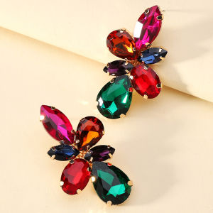 Bohemian Multicolor Crystal Glass Big Dangle Earrings For Women Trendy Charm Prom Party Luxury Pendientes Vintage Jewelry Gift