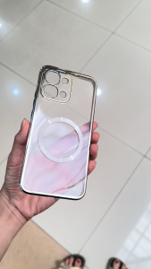 Case untuk OPPO A6 PRO Clear Luxury Plating Magsafe Square List Chrome Casing Silikon Hp