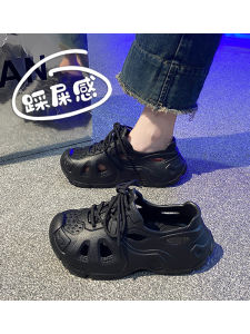 รองเท้าแตะกลางแจ้งกันลื่นสำหรับผู้หญิงในช่วงฤดูร้อนปี 2024 รองเท้าแตะแบบสวมหัว EVA ส้นหนาแบบสวมหัวสำหรับชายและหญิง