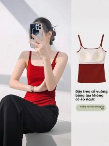 BILLI ZILLY | Áo vest cotton nguyên chất Pure Cotton Vest Áo ba lỗ nữ mùa xuân hè mới Áo ngực một mảnh Lót đệm ngực bằng cao su Dây đeo vai