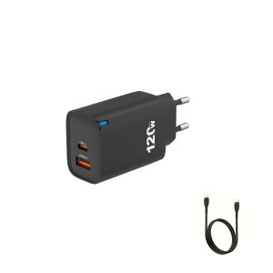 120W 2 Port USB Type C Charger Fast Charging Data Cable USB Phone Charger Adapter for Samsung IPhone Xiaomi Huawei Wall Charger