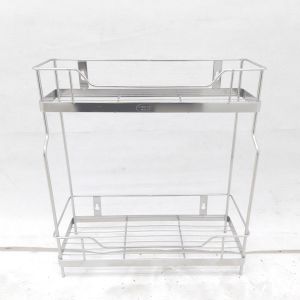 Kệ đựng gia vị INOX 304 100% đặc hình cầu thang 2 tầng dụng cụ phòng bếp cao cấp tiện dụng