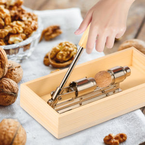 Công Cụ Mở Đai Ốc Pecan Cracker Có Thể Điều Chỉnh Cho Walnuts Pecans Hazelnuts Almonds - Tay Cầm Bằng Gỗ Bằng Lưỡi Thép Không Gỉ