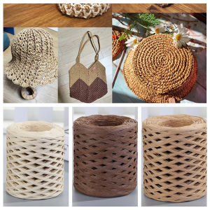 200m Raffia Yarn Rope Ribbon Natural Raffia Straw Paper Cords for Waving Twine Party Packing Craft DIY Bag Hat Sewing Supplies