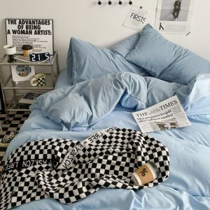 Solid Dual-color Washed Cotton Bedding Set