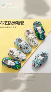 LHS Pairs Shoe Covers Reusable Cartoon Kitten Overshoes Non Slip Shoe Protector Covers