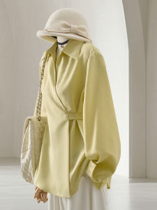 Elegant Yellow Long Sleeve Shirt Womens Spring New Style Slimming Flattering Top Comfortable Fit Korean Style Office Wear