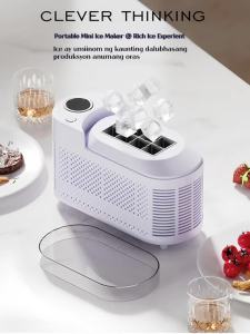 Portable Mini Ice Maker 120W - Fast 9 Cubes in 10 Mins Compact Quiet Machine for  Home Kitchen Car RV & Travel Outdoor