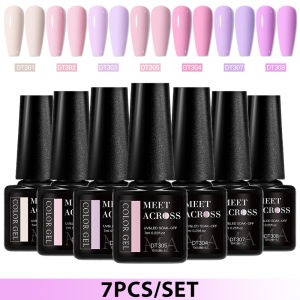 7pcs Gel Nail Polish Set HEMA Free Pink Red Glitter Semi Permanent Soak Off UV Gel Varnish Nail Art Decoration Nail Supplies DIY