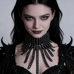Punk Rock Multi-Strap Design Neck Decoration Choker - Street Edgy Studded Tassel Choker Must-Have PU Leather Neck Accessory