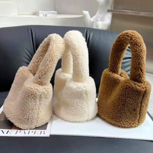 Lamb Wool Plush Bag Womens Winter 2022 New Autumn and Winter Furry Hand Plush Bucket Bag Small Clutch