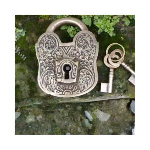 Kunci Gembok Rumah Pagar Kuningan Antik Murah Motif Batavia Ukir 12cm