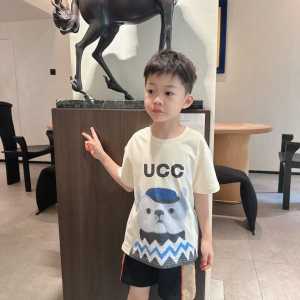 Cartoon Dog Anime Half Sleeve round Neck Cotton T-Shirt for Boys And Girls Breathable Summer Kids Clothing Parent-Child Match
