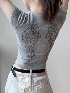 Gebashang Womens Slim Fit Short Sleeve T-Shirt round Neck Summer Fashion Creative Pattern Printed Short Style Korean Style