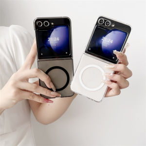 Magnetic Clear Case Compatible with Samsung Galaxy Z FLIP 5 Z FLIP 4 Z FLIP 3 Z Flip 6 Case - Compatible with MagSafe Charger Strong Magnetic Power Premium Clear PC Shockproof Bumper