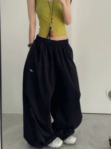 American High Street Quick Dry Sport Pants Womens Casual Jazz Dance Loose Wide Leg Pants Drop Waist Paratrooper Pants