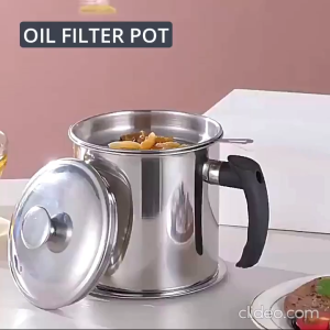 1.3L / 1.4L / 1.7L / 1.9L Cooking Oil Filter Pot Stainless Steel Oil Strainer Pot Large Capacity Penapis Minyak Masak