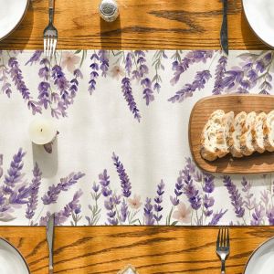 Spring Lavender Pattern Table Runner Eco-Friendly & Durable Farmhouse Wedding Banquet Table Decor