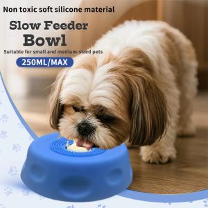 Chén cho chó cho ăn chậm cho chất lỏng điều trị chống trượt giải trí bóng-trong xương nước dùng chó liếm Bát Pet liếm bát