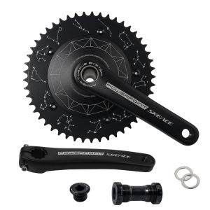 SKEACE Powerpoint Hollowtech Crankset Fixie Crank Single Speed Fixed Gear Bike Track Bicycle Chainwheel 49T 165mm 144BCD