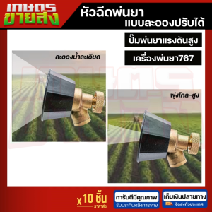 หัวฉีดพ่นยาทองเหลือง ปรับระดับได้ รุ่นฝาดำ