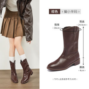 Western Cowboy Boots Mid-Calf Short Womens Shoes for Dating Autumn New Style Agsdon Waterproof Platform Rubber Outsole