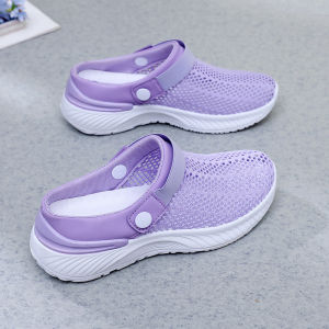 2025 Summer New Womens Half-Slip Net Mesh Shoes Comfortable and Lightweight Breathable Casual Travel Anti-Slip Cas Shoes