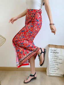 Váy Một Mảnh Phong Cách Dân Tộc Du Lịch Mùa Hè Cho Nữ Váy Xòe Thắt Lưng Váy Midi Vải Lanh Cotton Không Tay Dài Vừa Phải