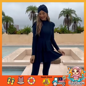 BIBISWIM Swimming Suit Woman Plus Size With Cap Swimsuit Beachwear Baju Renang Perempuan Muslimah