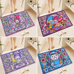 พรมกันลื่นแบบดูดซับน้ำจากดินสีดิบสำหรับประตูห้องน้ำ ด้านนอก แห้งเร็ว พรมสำหรับห้องน้ำและห้องน้ำ สไตล์การ์ตูน Sanrio