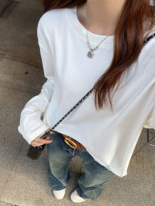 Su Sam Yellow Long Sleeve round Neck Base Shirt Womens Spring Autumn New Loose Fit Inner Wear T-Shirt Versatile Top