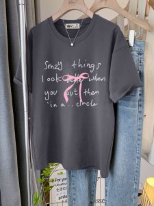 Áo Thun Nữ Tay Ngắn Dáng Rộng Phong Cách Hàn Quốc Mùa Hè 2024 Cổ Tròn in Nơ Màu Hồng Thời Trang Thường Ngày Cho Nữ