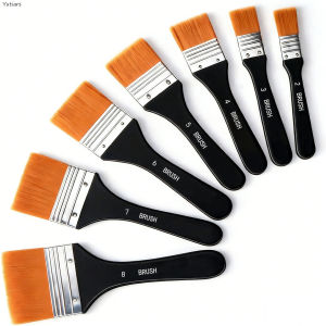 7pcs Flat Artist Paint Brush Large Wash Brushes Set for Gesso Varnishes Acrylic Watercolor Painting Wood Wall Furniture Cleaner