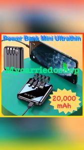 20000mah Power Bank Mini Ultra-thin Portable Large Capacity With Micro B TYPE C Cable Portable Charger LED Power Bank