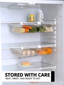 Transparent Clear Drawer Type Hanging Fridge Organizer High Quality Space Saving Egg and Storage Bins for Refrigerator