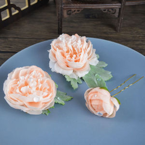 Original Design Lotus Hairpin Imitating Dewdrop Peony Silk Flower Hairpin Ancient Style Hanfu Flower Edge Hair Accessory