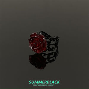Gothic Rose Hollow out Ring Womens Unique Design Luxury Feel Open Finger Ring Fashionable Jewelry Accessory for Ladies