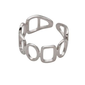 Fashionable Retro Thai Silver Chain Ring for Women Index Finger Geometric Ring Hand Accessory Splicing Creative Cultural Gift